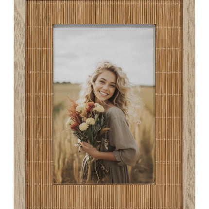 Sonefreiy Boho 4x6 Picture Frame 4 x 6 Picture Frames for Wall Photo Frame Natural Bamboo Woven Tabletop Display Gift for Family Mom Dad Grandma Friends