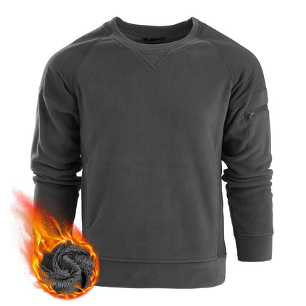 FREE SOLDIER Mens Tactical Winter Fleece Sweatshirt Warm Long Fleece Lined Pullover Crewneck Classic Tops Grey - Lamarshop1