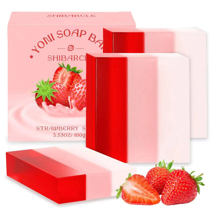 3 PCS Yoni Soap Bar Organic Yoni Bar Soap Yoni Wash Feminine Wash for Women Ph Balance Natural Deodorant Vaginal Body Bath Soap Body Wash Strawberry Handmade feminine soap - Lamarshop1