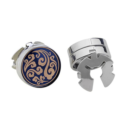 Premium Round Plated White Steel Cufflink Caps