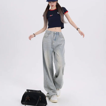 Cool Blue Wide-Leg Jeans