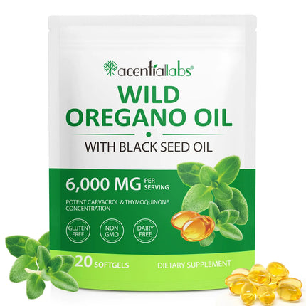 Oregano Oil Capsules Organic 6000mg Oil of Oregano Capsules Wild Oregano Oil Immune and Antioxidant Support Non - GMO Gluten Free 120 Softgels (1 Bag) - Lamarshop1