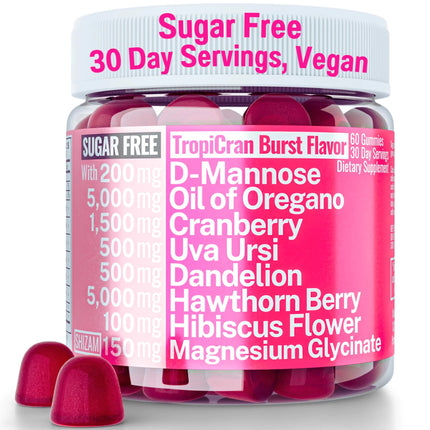 Vaginal Urinary Tract Yeast Candida pH Support Sugar Free Gummies w Oil of Oregano Uva Ursi Cranberry D-Mannose Hawthorne Berry Vaginal Probiotics Suppositories Wash Cleanse Alt