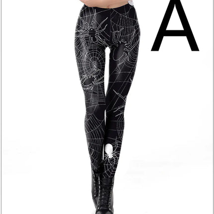 Halloween Skull Frame Digital Print Sexy Leggings