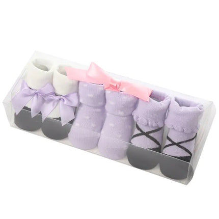 Cute Cartoon Polka Dot Baby Socks with Bow Set