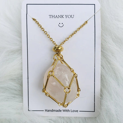 Crystal Raw Stone Pendant Necklace - Lamarshop1
