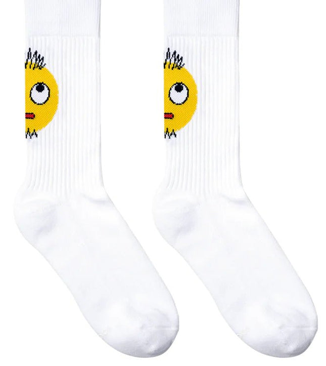 Original Design White Mustache Emoji Sports Socks - Lamarshop1