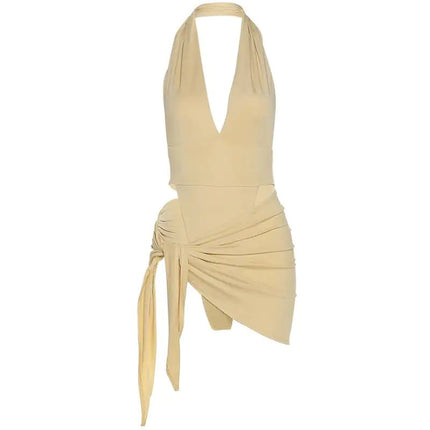 Summer Women's Sexy V-neck Halter Dress